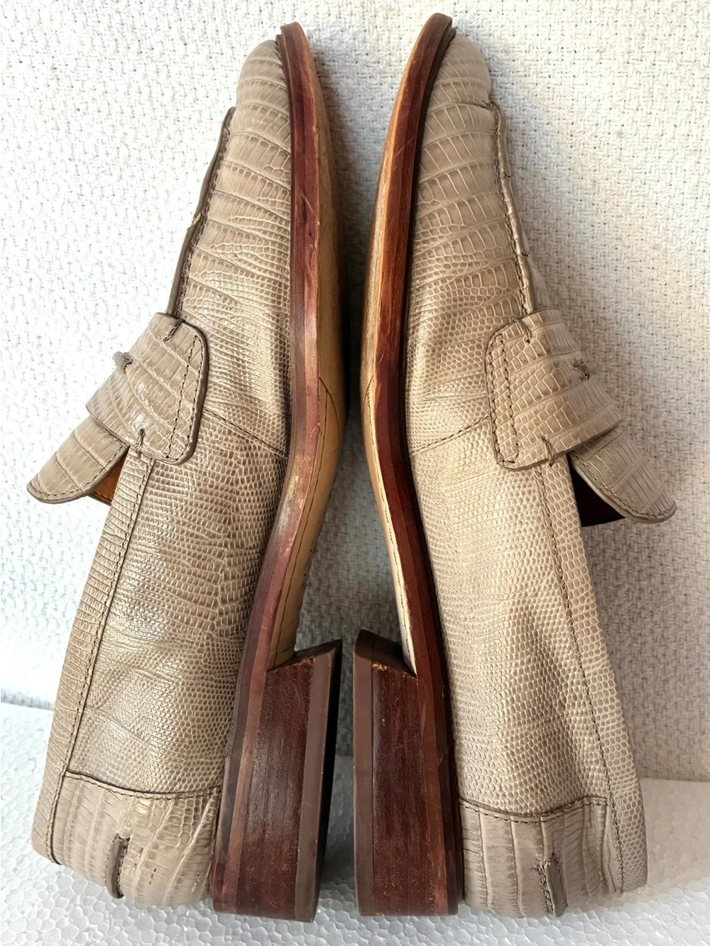 SARTO By Franco Sarto Tan Croc-Embossed Leather Penny Loafers